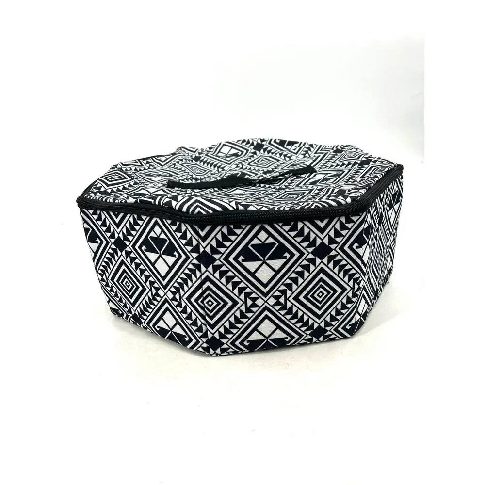 Black White Aztec Travel Portable Cowboy Hat Hanging Organizer Storage Case